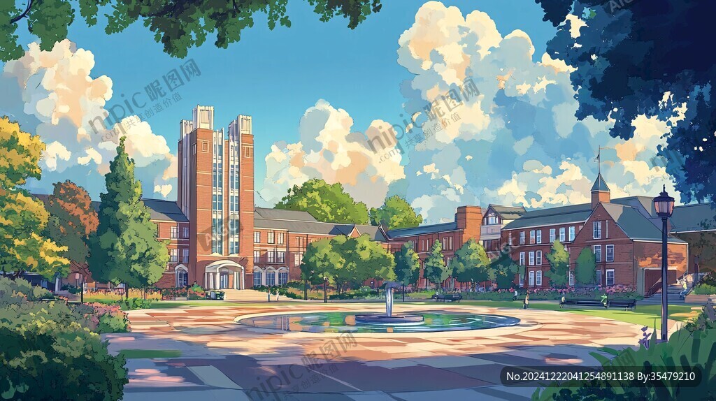 普林斯顿大学插画背景