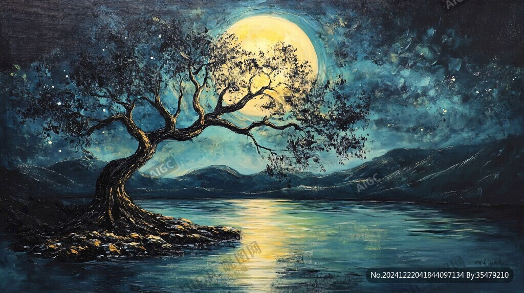 月夜油画