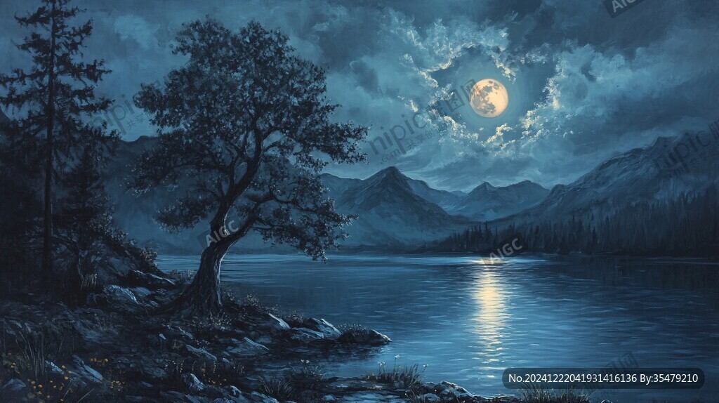 月夜油画