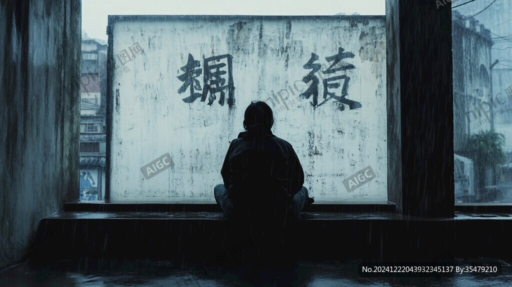雨中背影