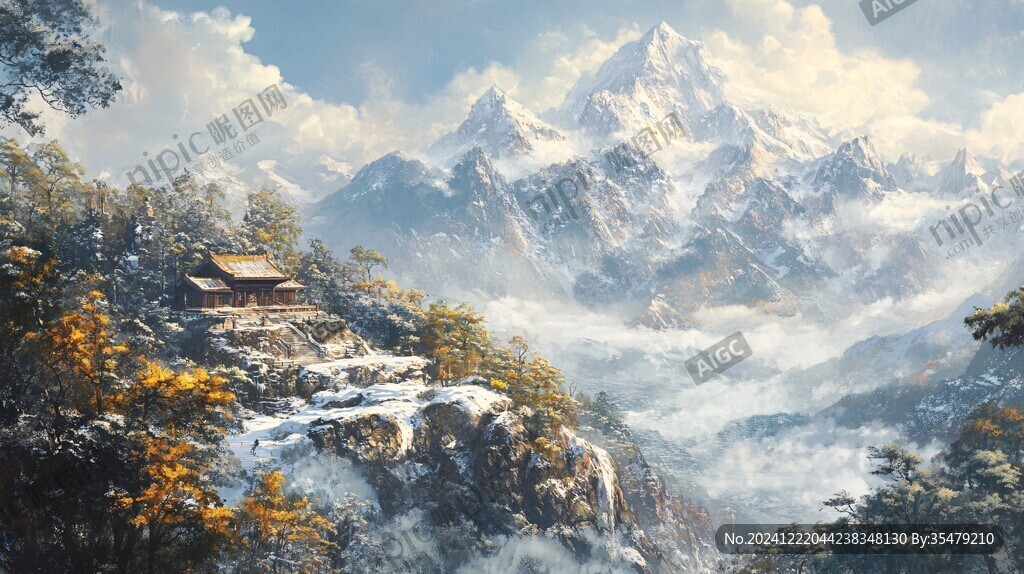 天界晓钟风景插画