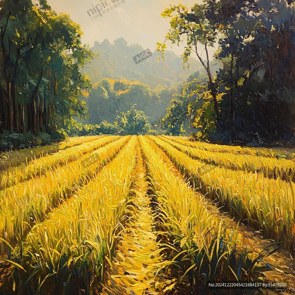 油画水稻