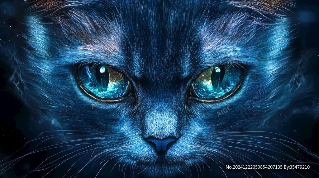 手绘大眼萌猫咪装饰画