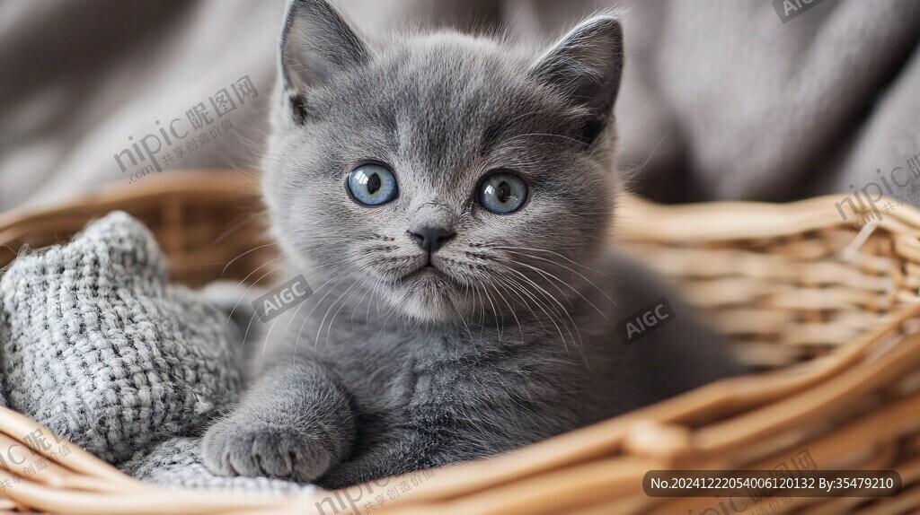 篮筐中小猫