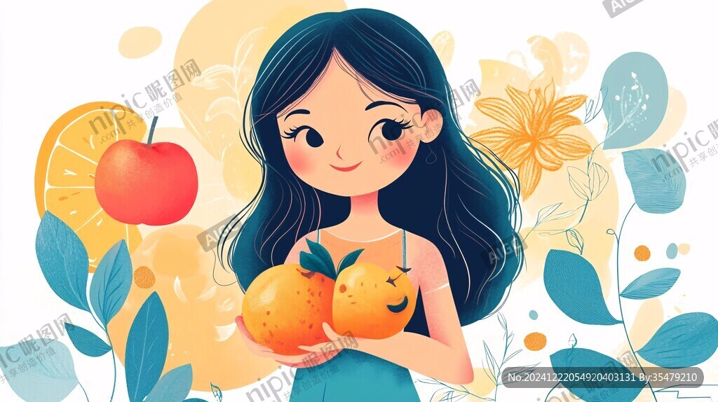 耙耙柑包装人物插画