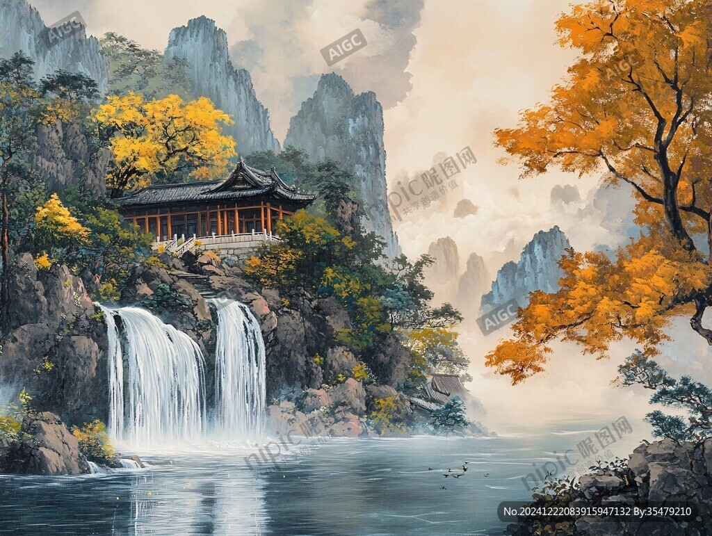 山水楼阁雅致意境风