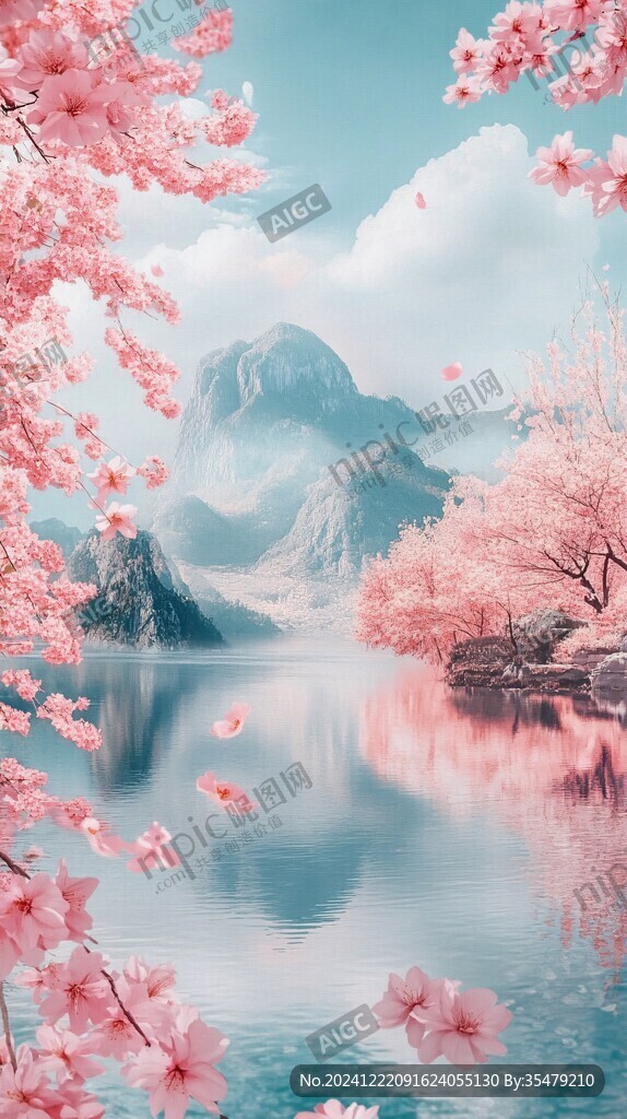 唯美山花意境桃花