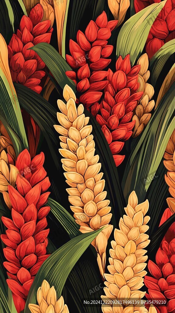 田园风热带树叶花朵