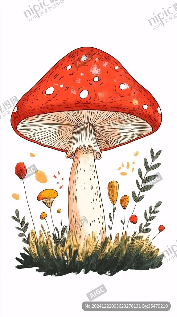 手绘菌菇插画