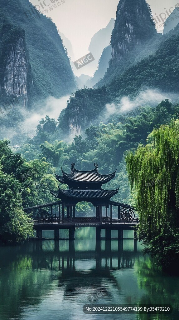 山水楼阁雅致意境风