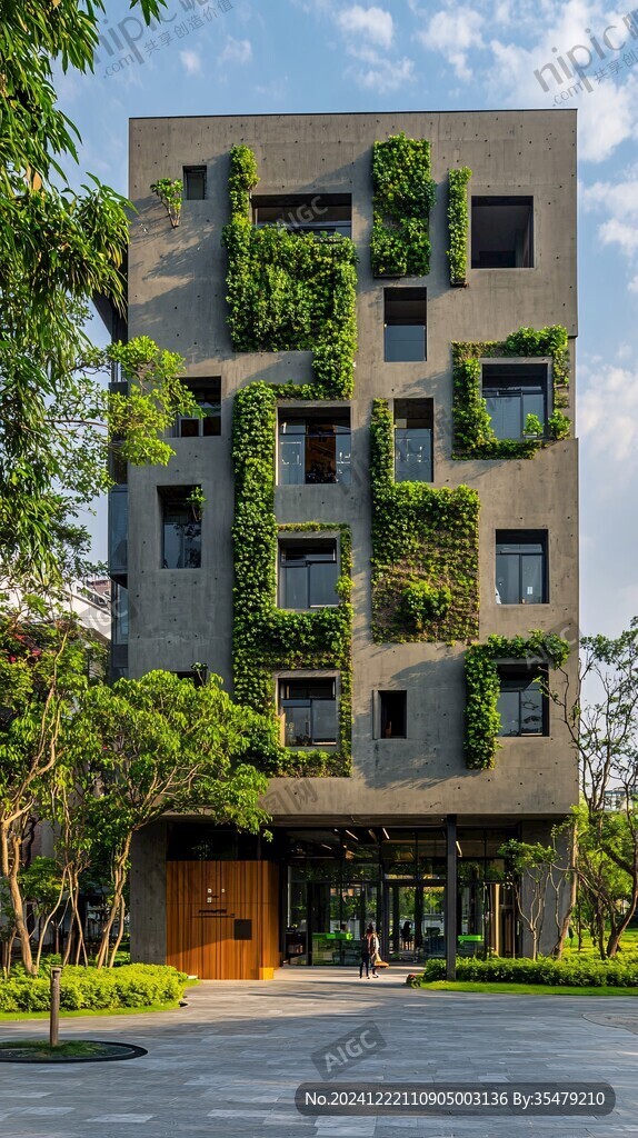 爬满绿色植物的建筑