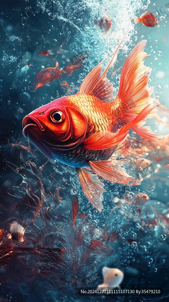 卡通写实红鲤鱼