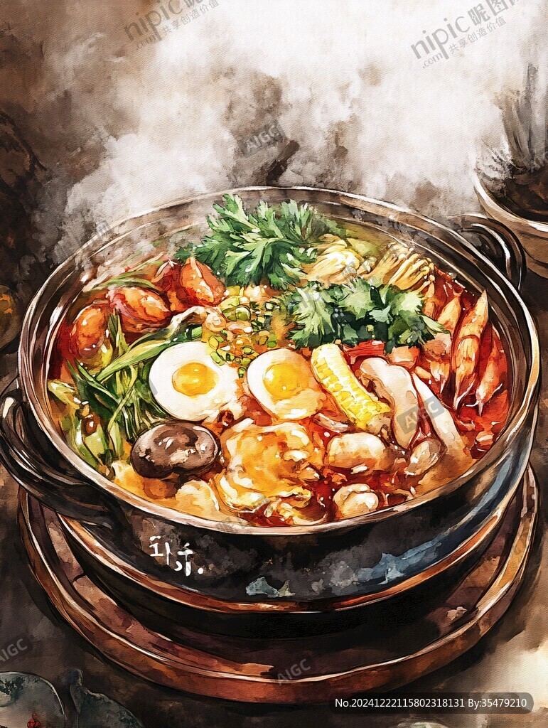 石锅拌饭插画
