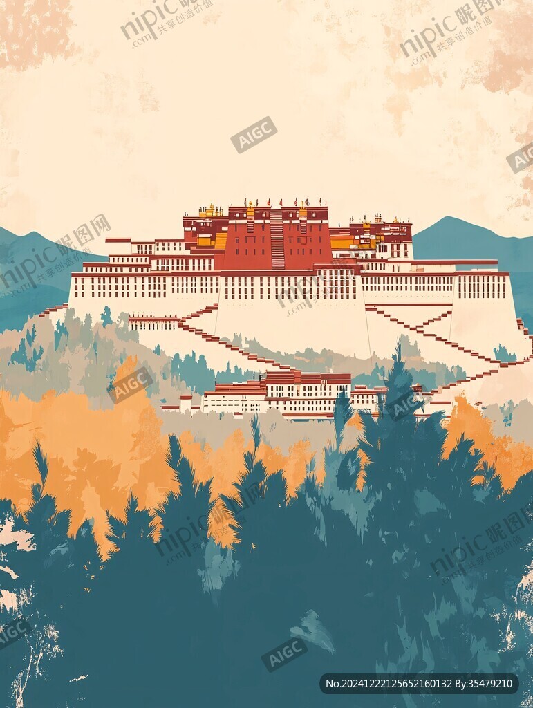 布达拉宫插画
