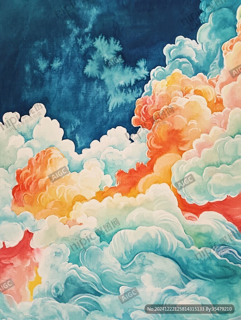 彩墨云纹艺术画