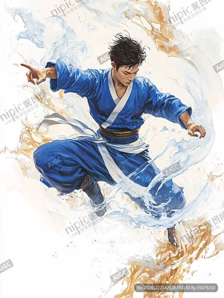 功夫插画人物插图