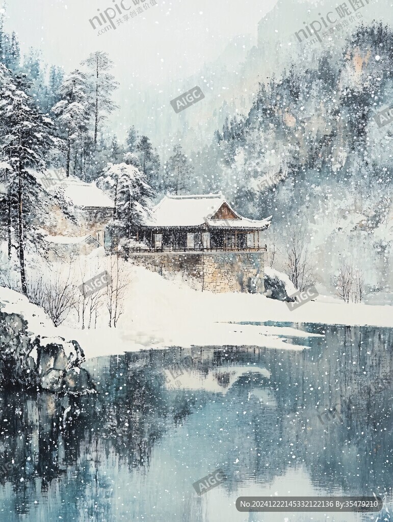 雪景古风插画
