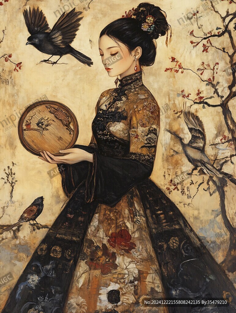 清宫美人插画