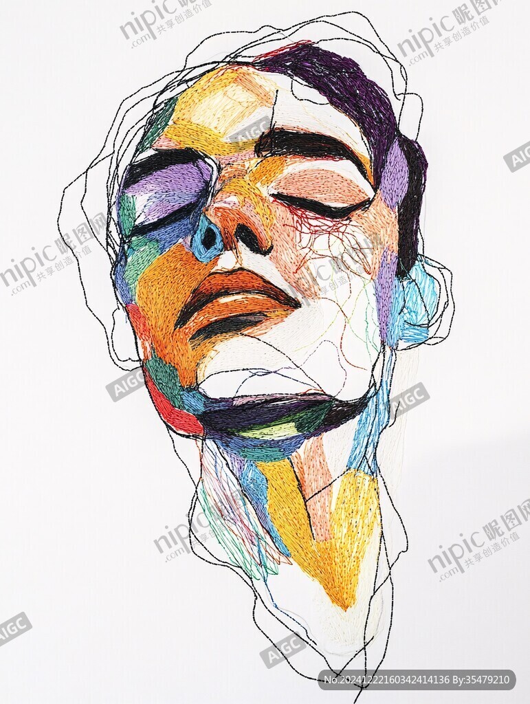 人脸色块拼接装饰画