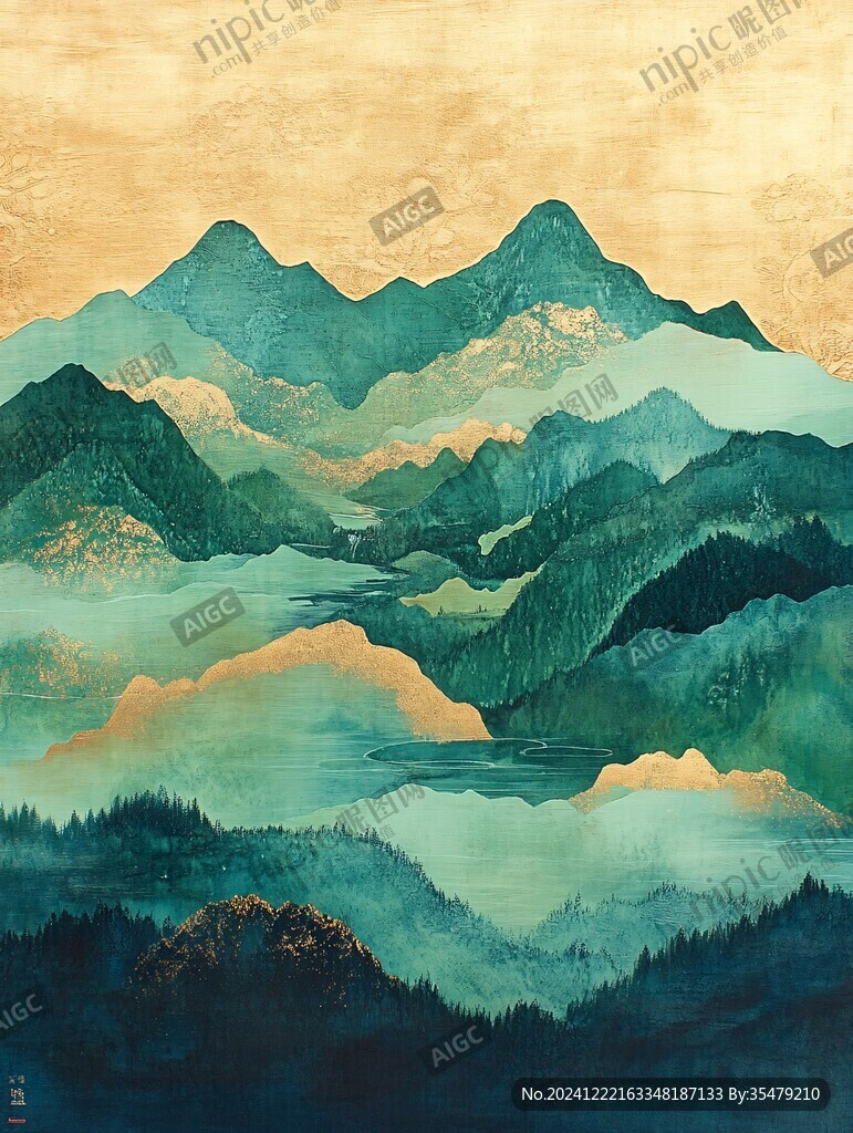 新中禅意山水岩彩画