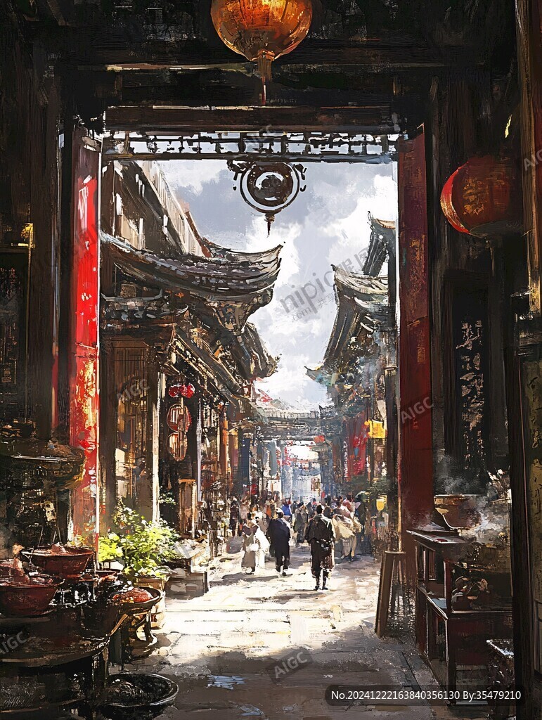 束河古镇插画