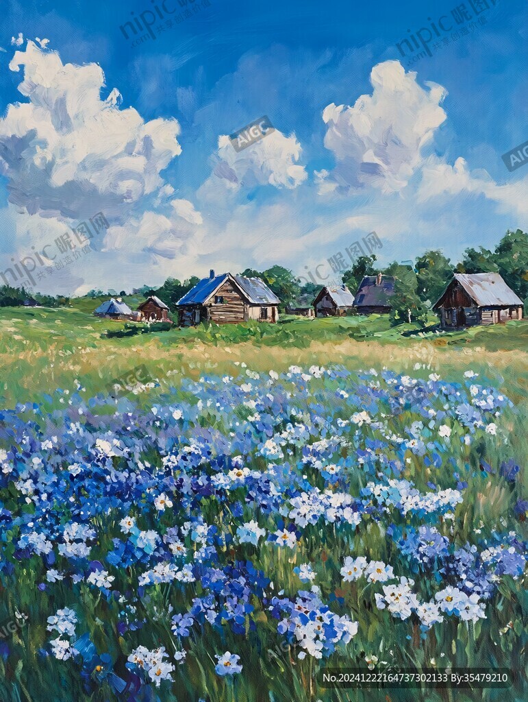 乡村夏日油画