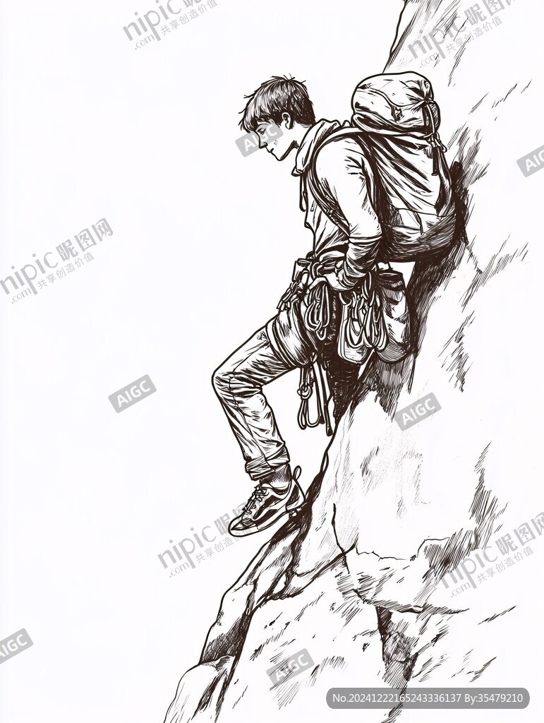 爬山手绘