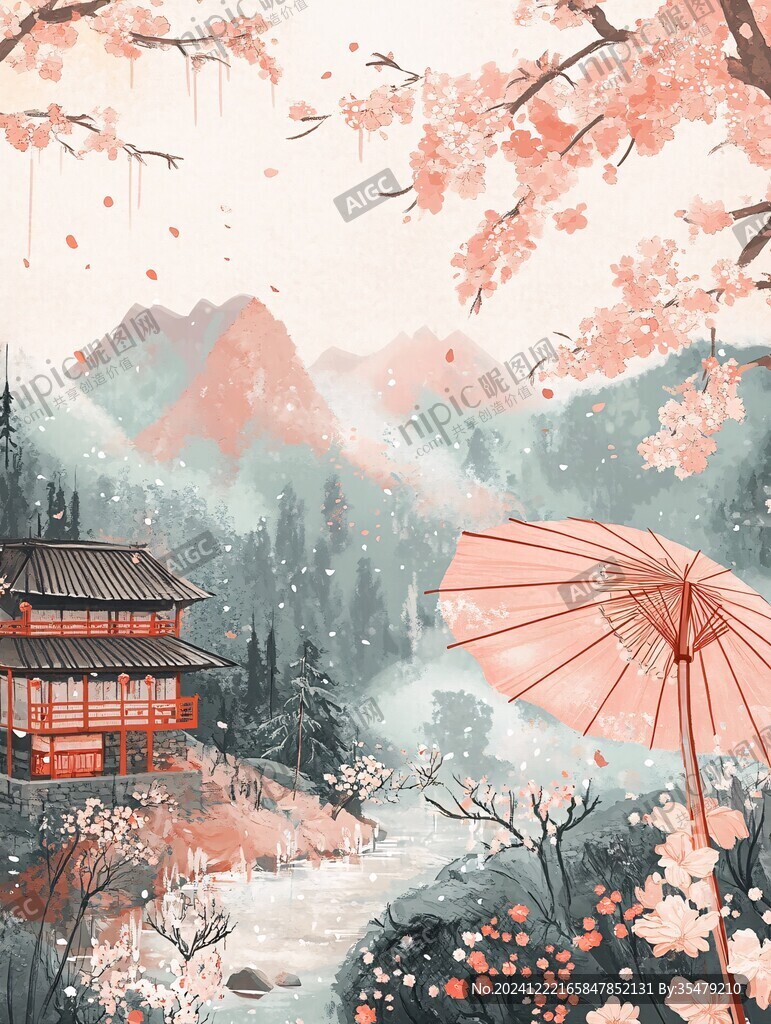 赏樱楼插画