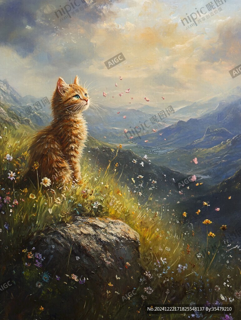 动物风景油画