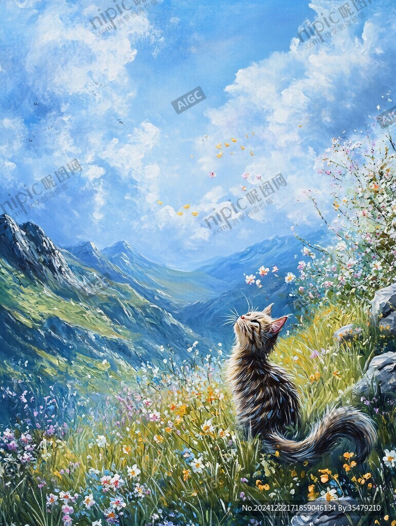 动物风景油画