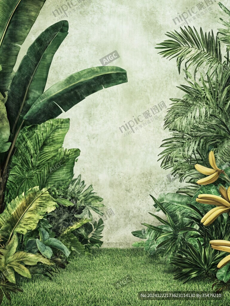 热带植物背景墙