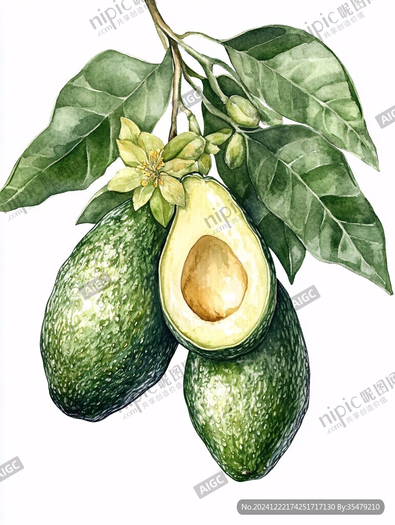 牛油果水果插画