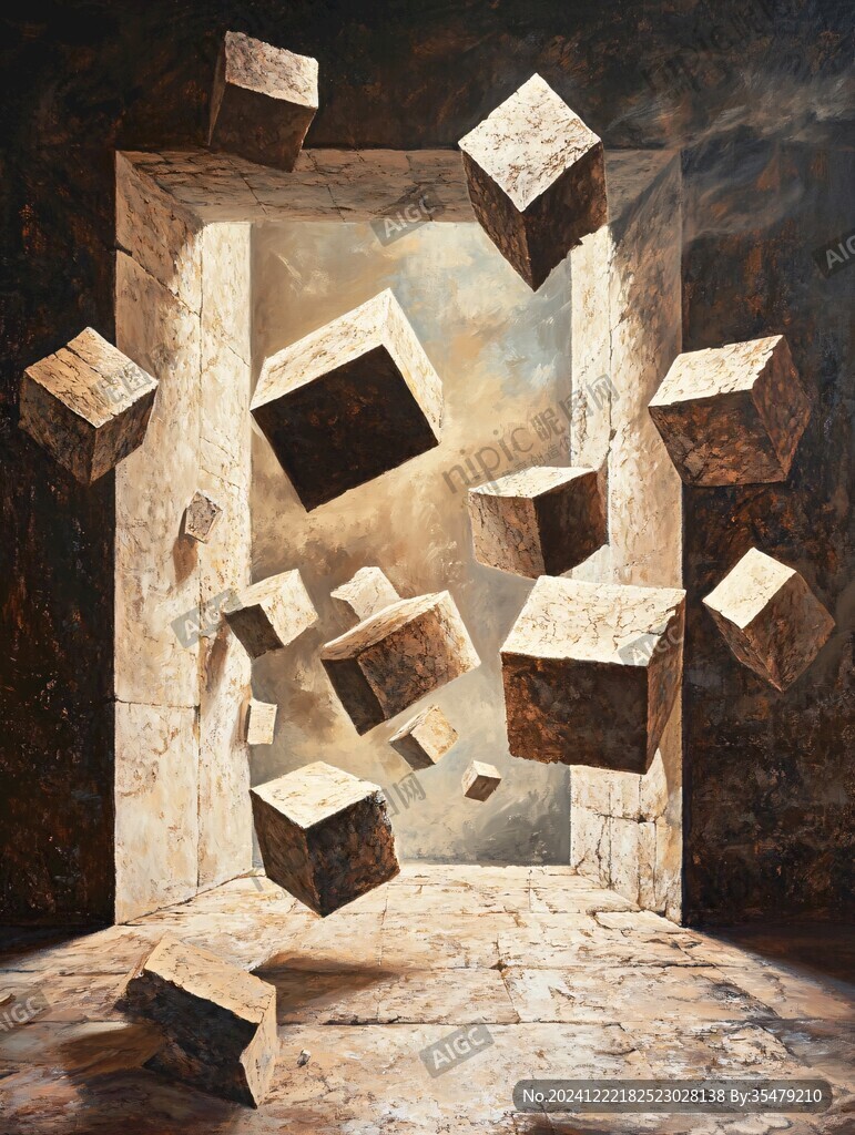 立体方块油画