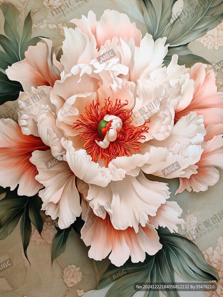 立体手绘牡丹花卉