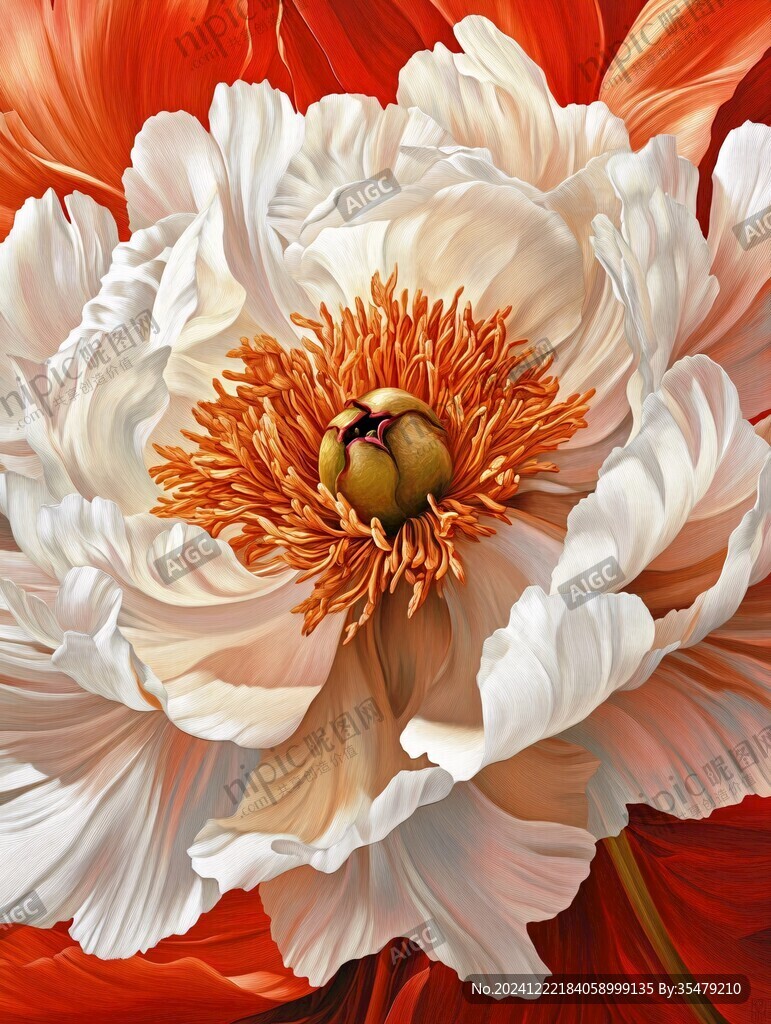 立体手绘牡丹花卉