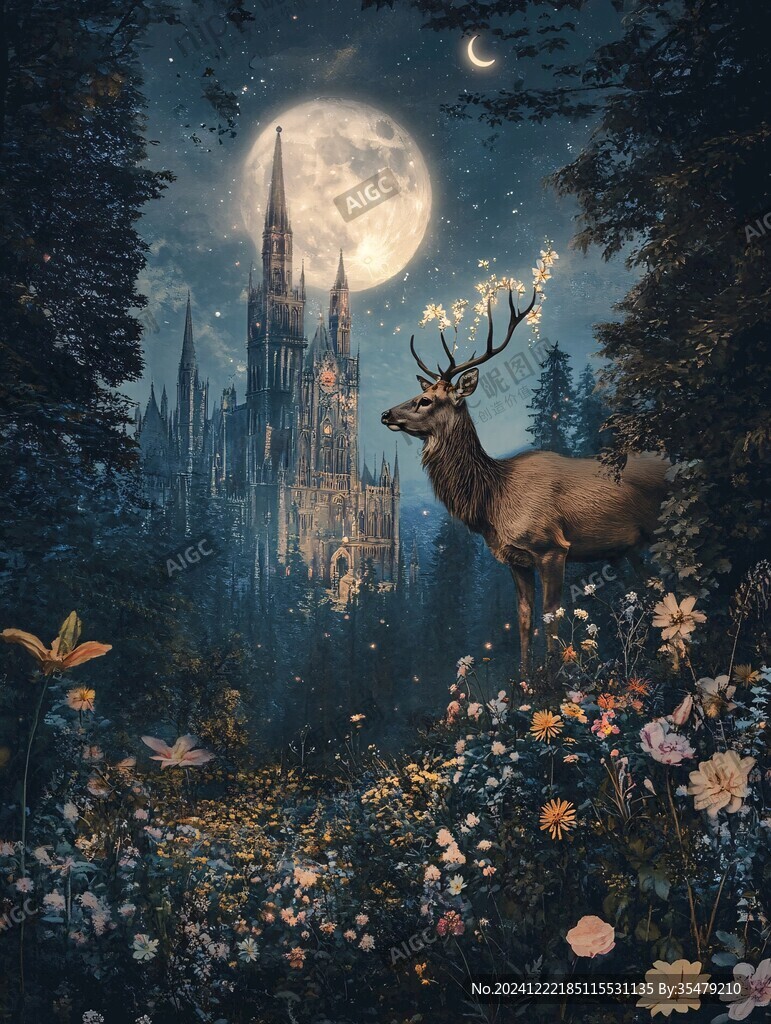 梦幻林中鹿桃花源