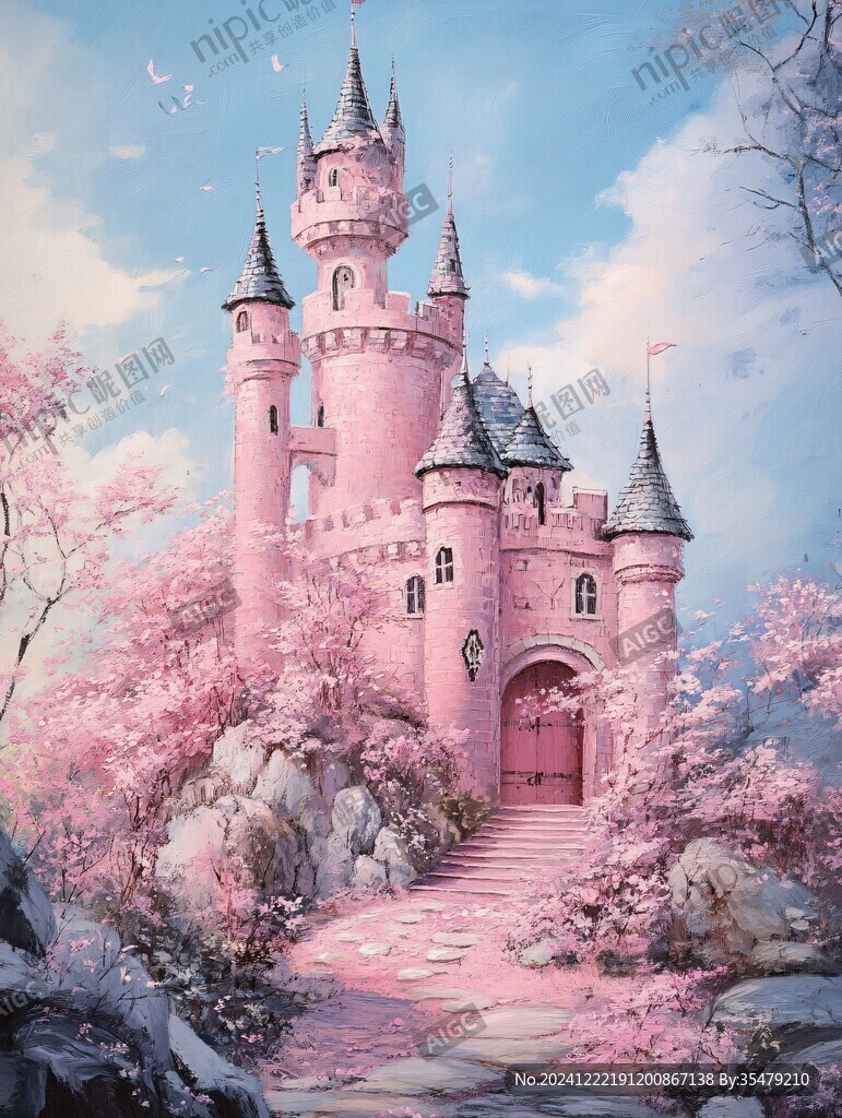 粉色城堡插画
