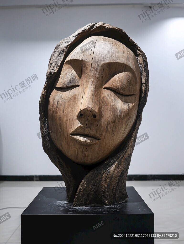 木头人脸雕塑