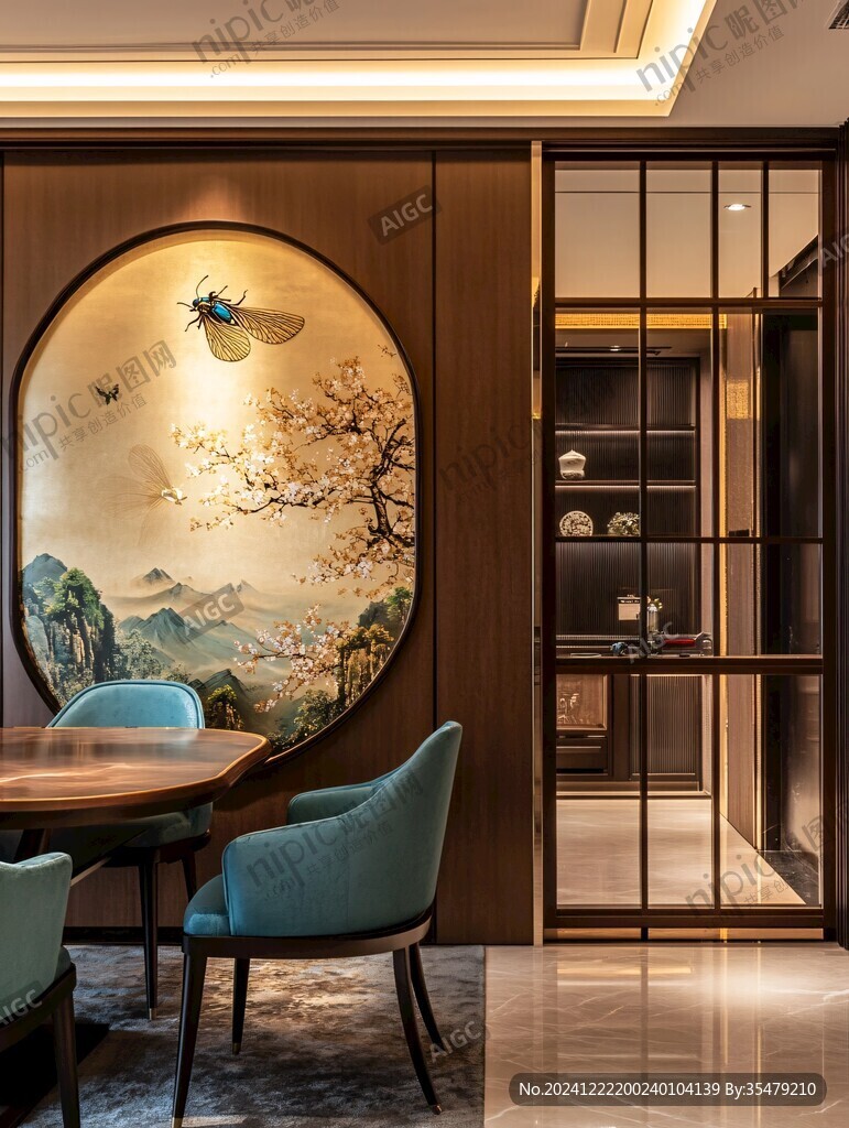 新中式餐厅背景墙
