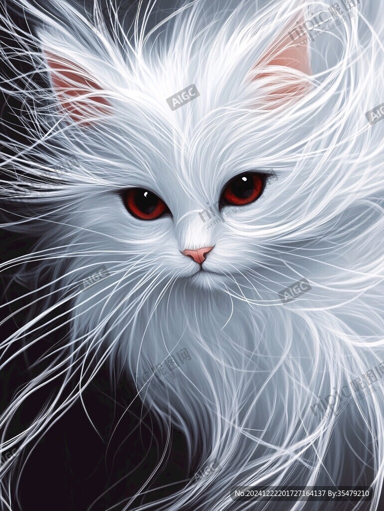 手绘大眼萌猫咪装饰画