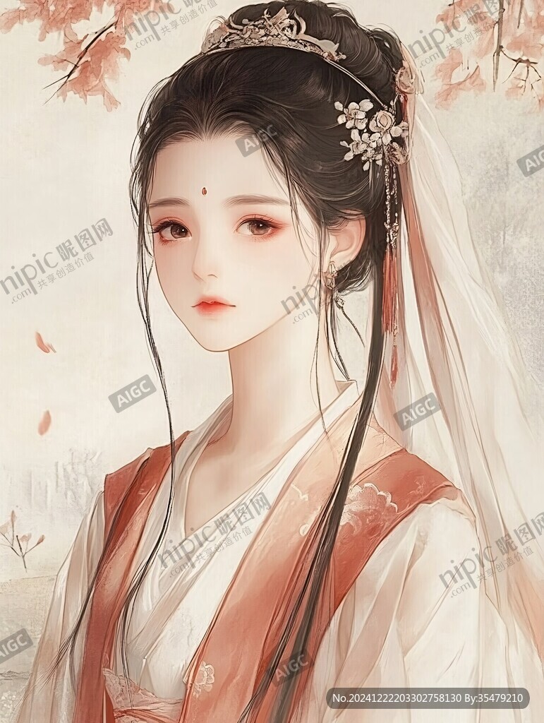 古风美女头像插画封面