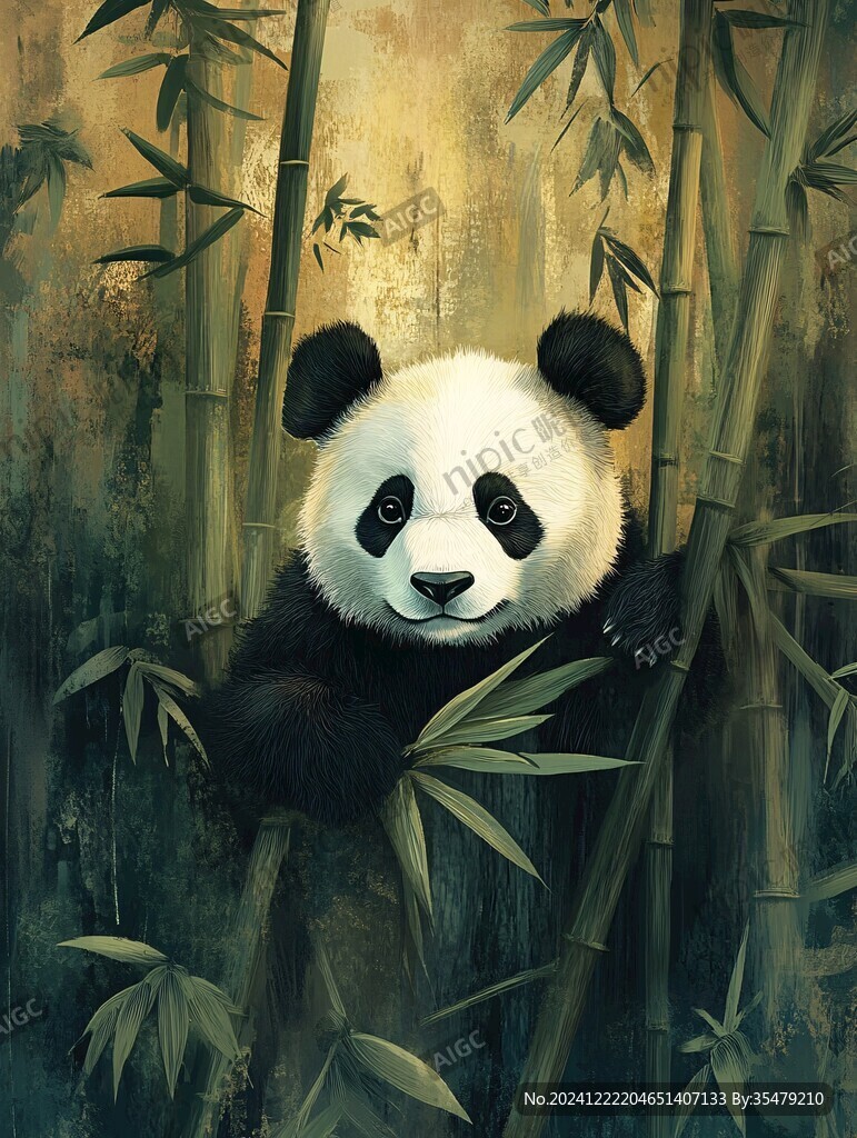 写实熊猫插画