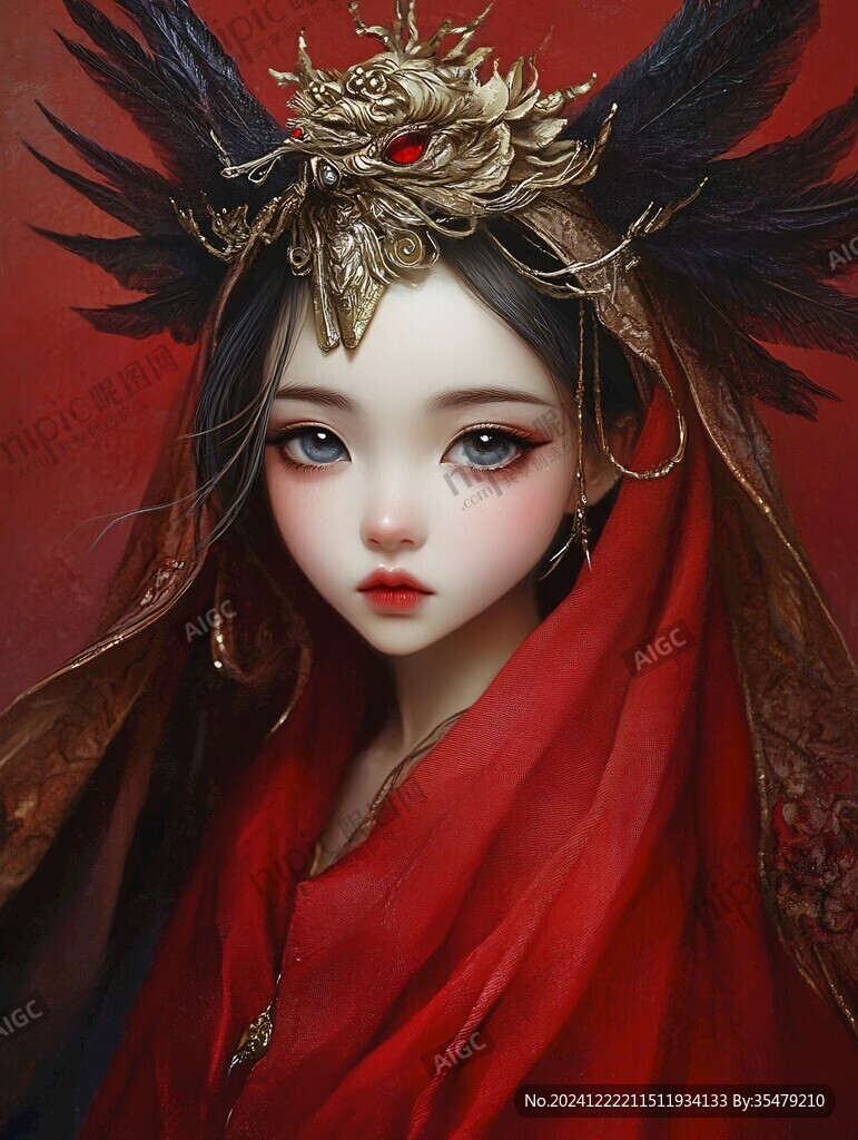 红衣少女设计古风