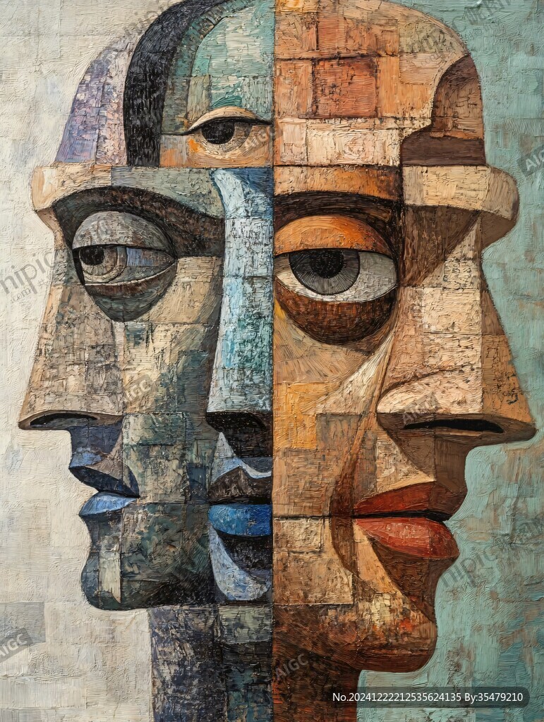 人脸色块拼接装饰画