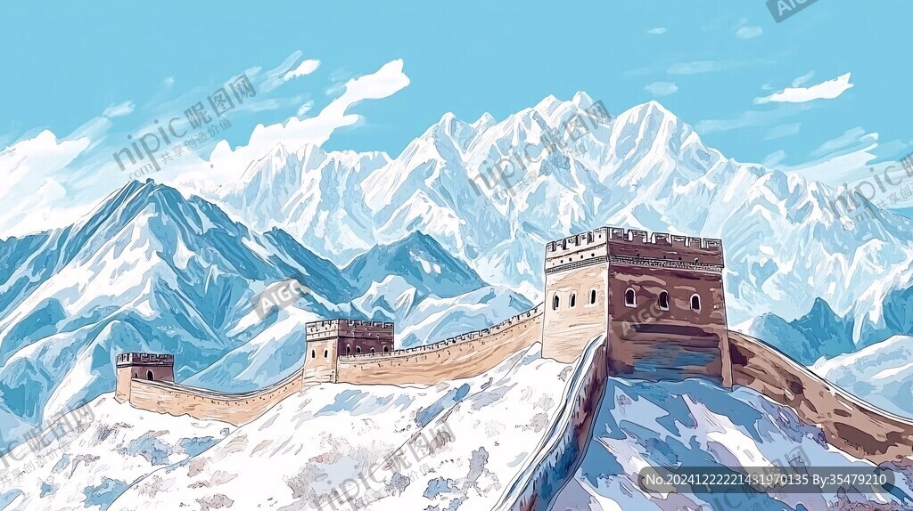 长城风景插画