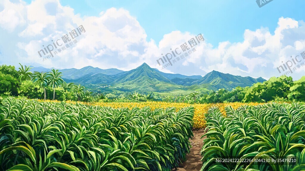甘蔗林插画