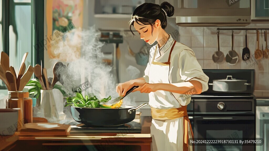 轻奢烹饪插画
