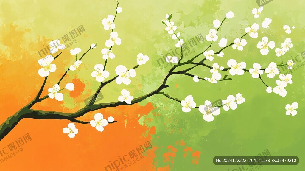 板绘梅花插画