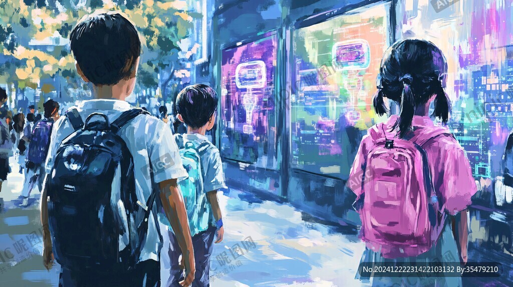 上学背影