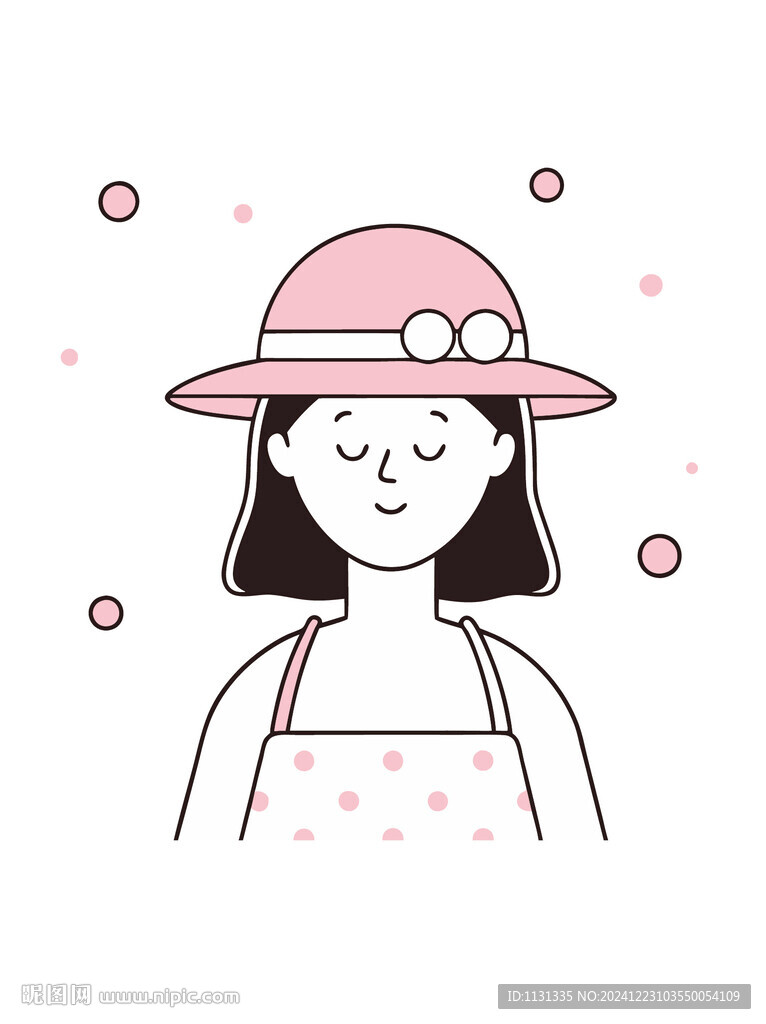 人物简约戴遮阳帽女孩